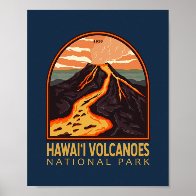 Nationalpark Hawaii Vintages Emblem Poster (Vorne)