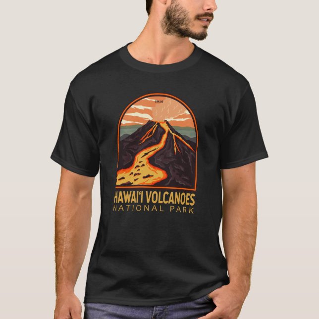 Nationalpark Hawaii Vintages Emblem T-Shirt (Vorderseite)