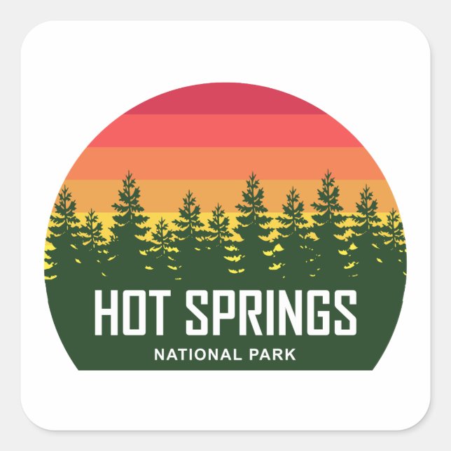 Nationalpark Hot Springs Quadratischer Aufkleber (Vorderseite)