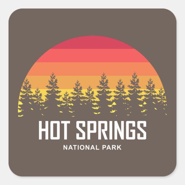 Nationalpark Hot Springs Quadratischer Aufkleber (Vorderseite)