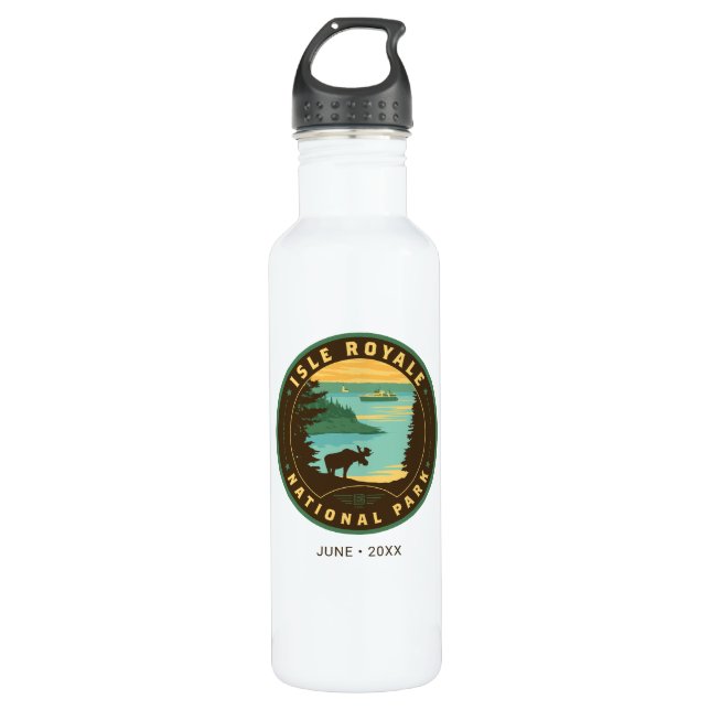 Nationalpark Isle Royale Edelstahlflasche (Vorderseite)