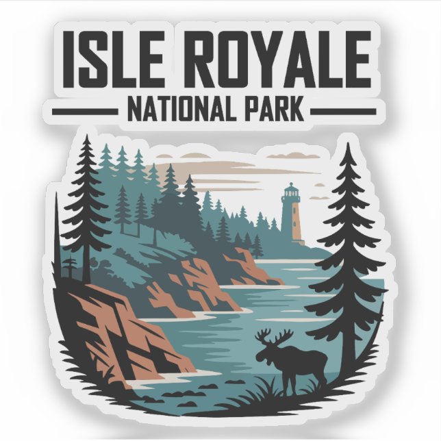 Nationalpark Isle Royale Landschaftlich Wilderness Aufkleber (Vorderseite)