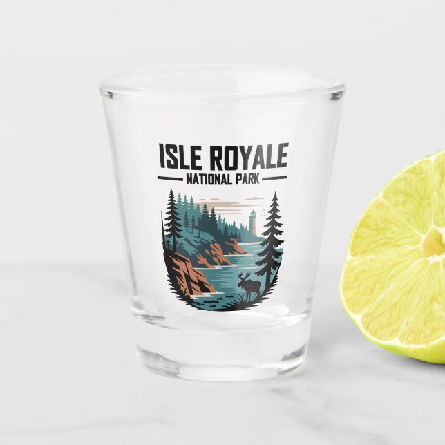 Nationalpark Isle Royale Landschaftlich Wilderness Schnapsglas (Vorderseite)