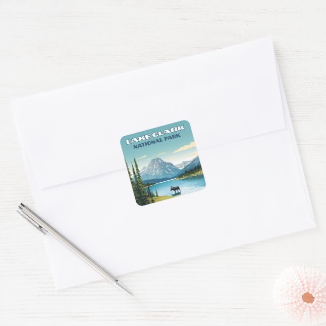 Nationalpark Klettersee Alaska Quadratischer Aufkleber (Umschlag)