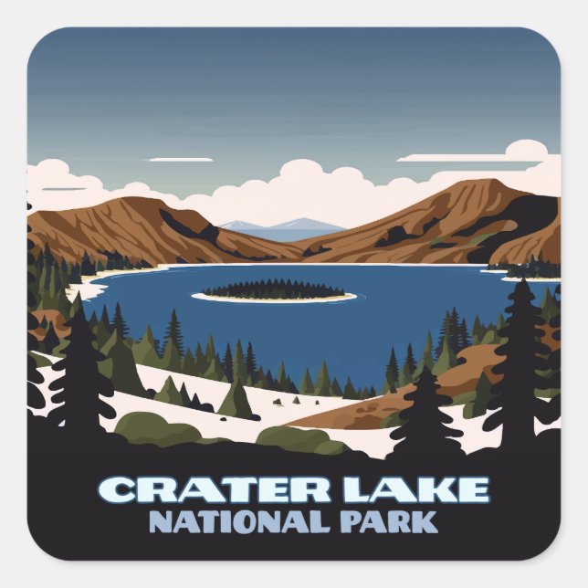 Nationalpark Krater Quadratischer Aufkleber (Vorderseite)