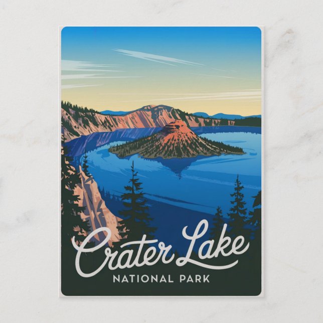 Nationalpark Kratersee Vintag Postkarte (Vorderseite)