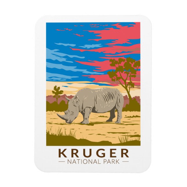 Nationalpark Kruger Rhinoceros Magnet (Vertikal)