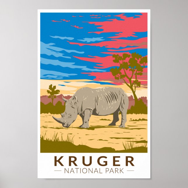 Nationalpark Kruger Rhinoceros Poster (Vorne)