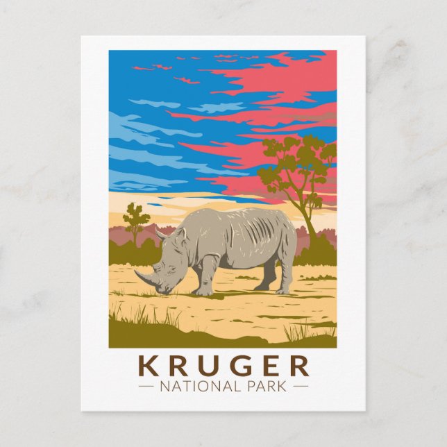 Nationalpark Kruger Rhinoceros Postkarte (Vorderseite)