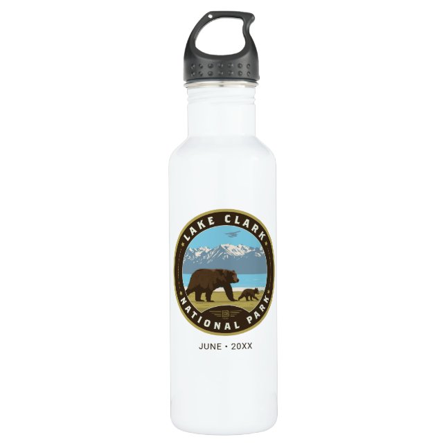 Nationalpark Lake Clark Edelstahlflasche (Vorderseite)
