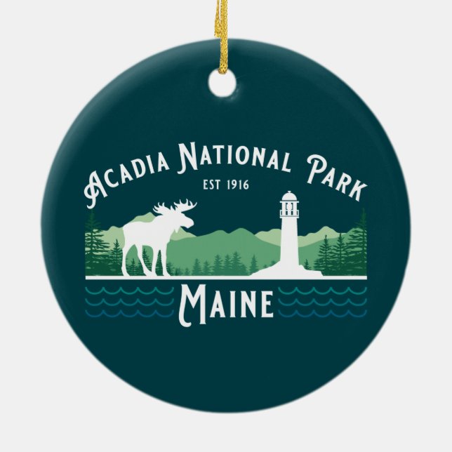 NATIONALPARK LIGHTHOUSE FERIENORNATION ACADIA KERAMIK ORNAMENT (Hinten)