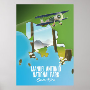 Nationalpark Manuel Antonio, Costa Rica Karte. Poster