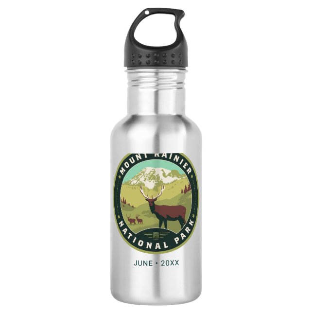 Nationalpark Mount Rainier Edelstahlflasche (Vorderseite)