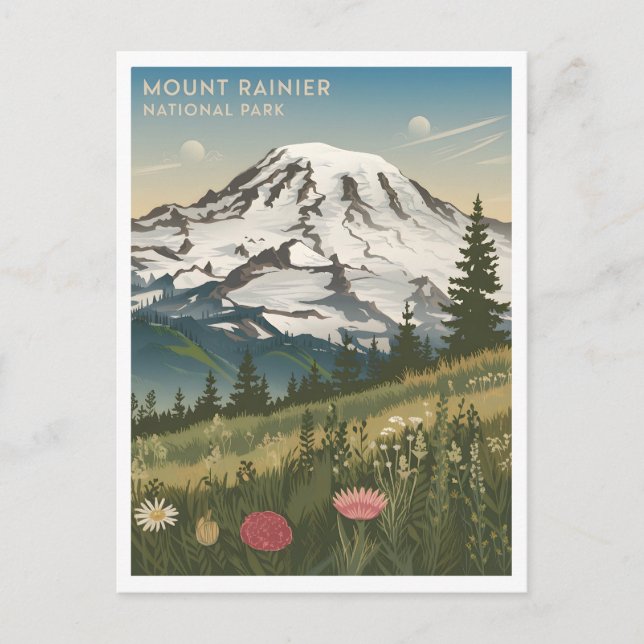 Nationalpark Mount Rainier Vintag Postkarte (Vorderseite)