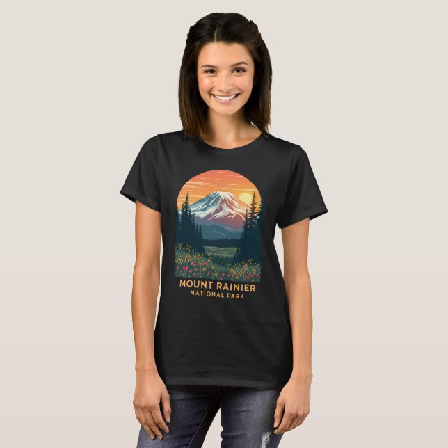 Nationalpark Mount Rainier - Wildblume Sunset T-Shirt (Vorne ganz)