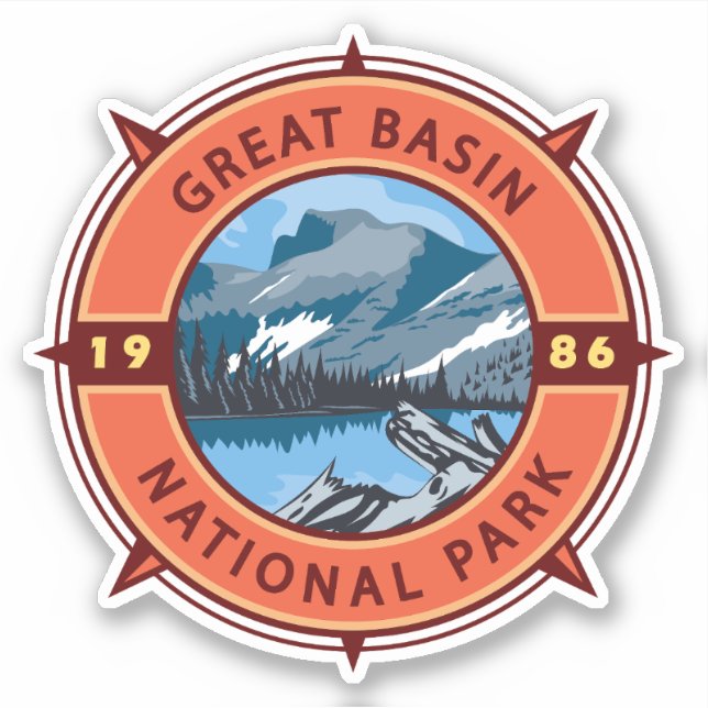 Nationalpark Nationalpark Retro Kompass Emblem Aufkleber (Vorderseite)