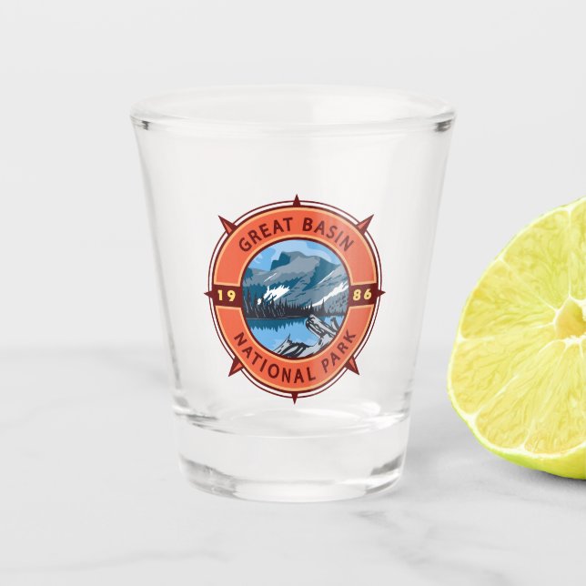 Nationalpark Nationalpark Retro Kompass Emblem Schnapsglas (Vorderseite)