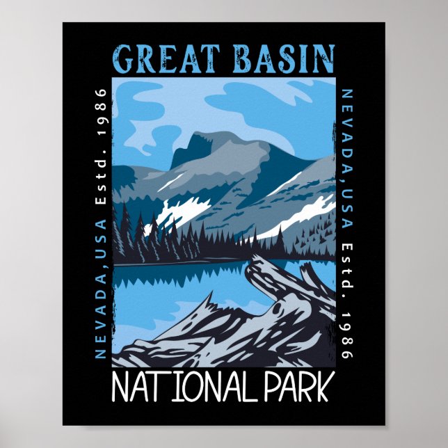 Nationalpark Nevada Retro Grosses Becken Poster (Vorne)