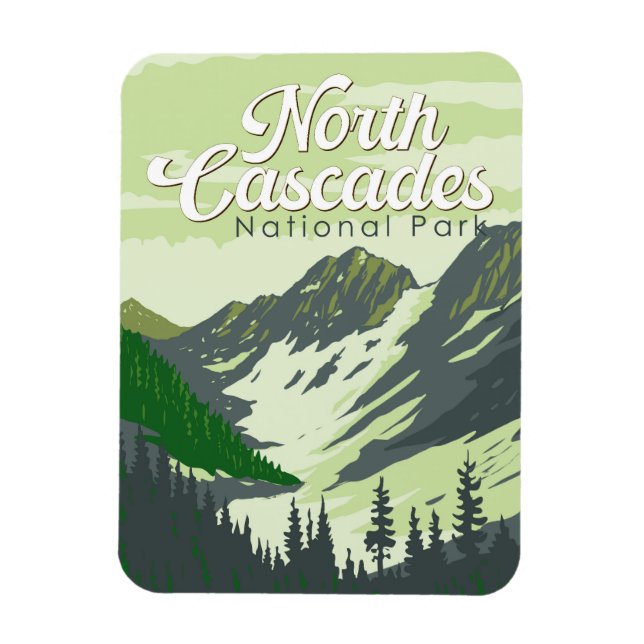 Nationalpark Nord Cascades - Illustration Magnet (Vertikal)