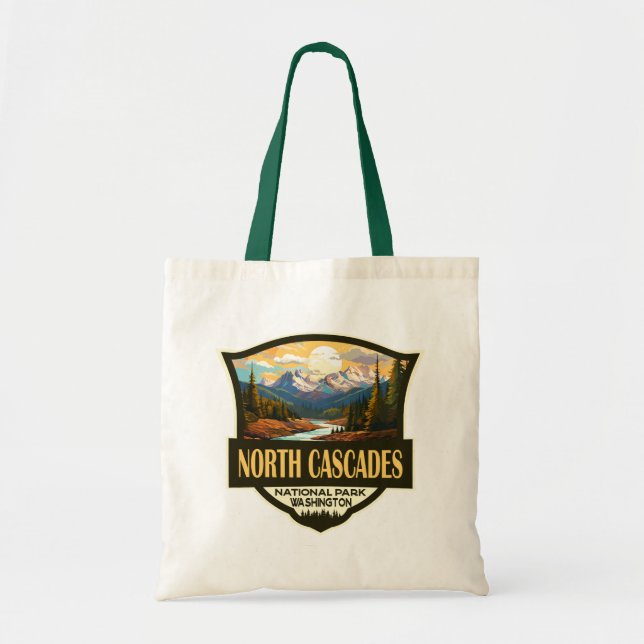 Nationalpark Nord Cascades - Illustration Tragetasche (Vorne)