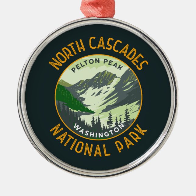 Nationalpark Nordkaskaden Retro Kunst Ornament Aus Metall (Vorne)