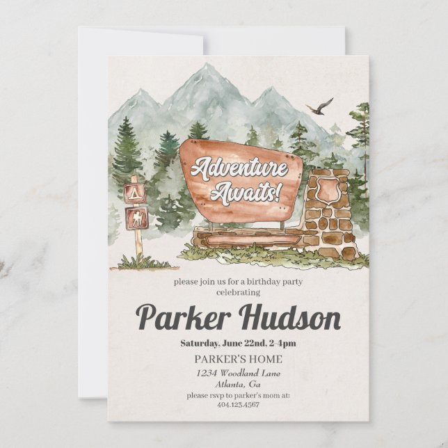 Nationalpark Outdoorwald Geburtstagsparty (Vorderseite)