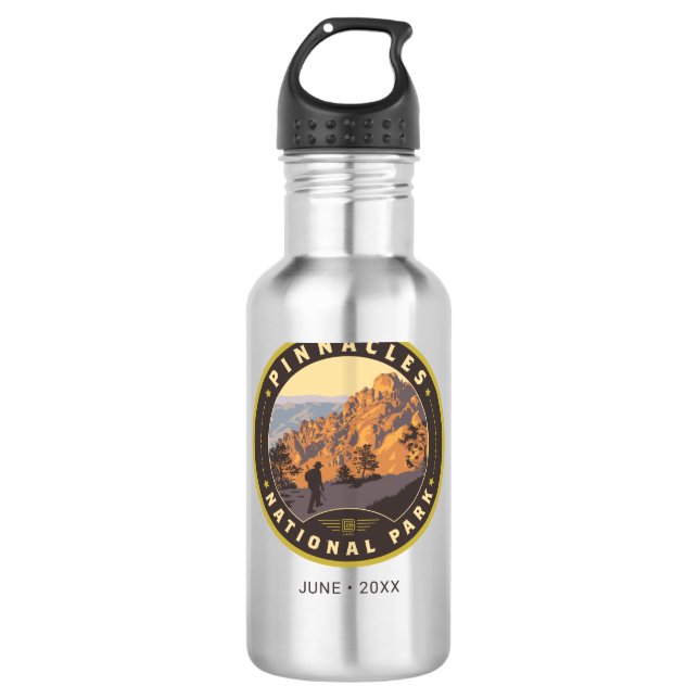 Nationalpark Pinnacles Edelstahlflasche (Vorderseite)