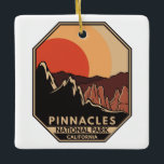 Nationalpark Pinnacles Keramikornament<br><div class="desc">Pinnacles Vektorgrafik Design. Der Park ist ein amerikanischer Nationalpark, der eine bergige Gegend östlich des Salinatals in Zentralkalifornien schützt.</div>