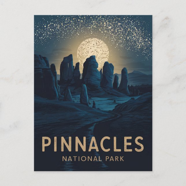 Nationalpark Pinnacles - Vollmond - Feiertagspostkarte (Vorderseite)