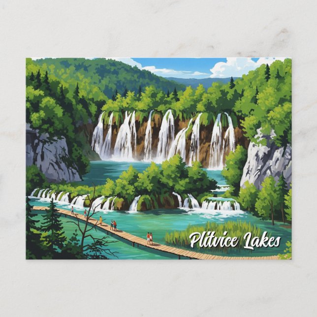 Nationalpark Plitvice Seen Kroatia Feiertagspostkarte (Vorderseite)