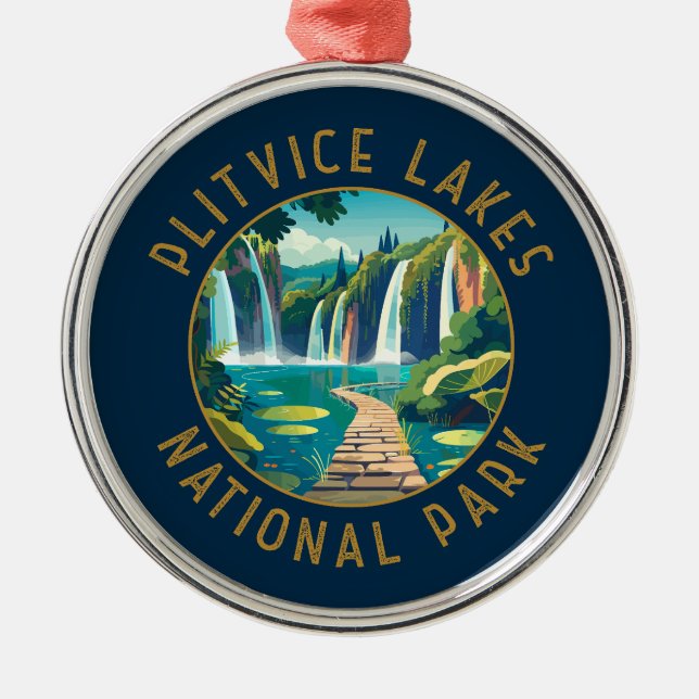Nationalpark Plitvice Seen Kroatien Not leidend Ornament Aus Metall (Vorne)