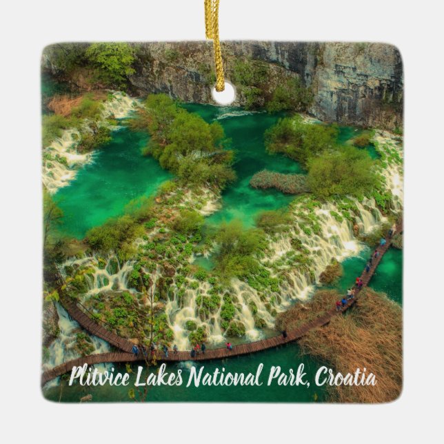 Nationalpark Plitvice Seen Kroatien stilvoll Keramikornament (Vorderseite)