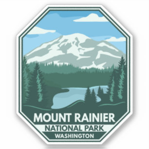 Nationalpark Rainier Minimal Retro Emblem Aufkleber
