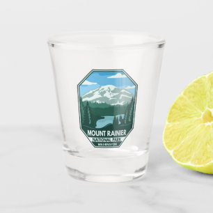 Nationalpark Rainier Minimal Retro Emblem Schnapsglas