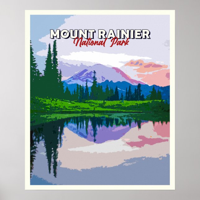 Nationalpark Rainier Vintage Poster (Vorne)