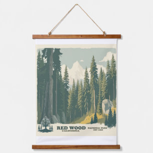 NATIONALPARK REDWOOD KALIFORNIEN WANDTEPPICH MIT HOLZRAHMEN