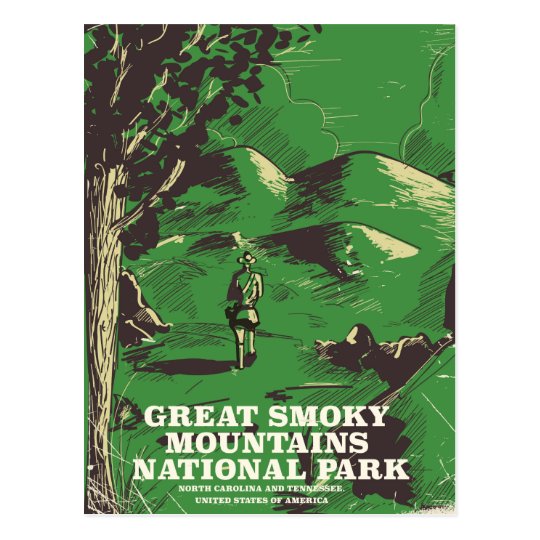 Nationalpark-Reiseplakat Great Smoky Mountains Postkarte