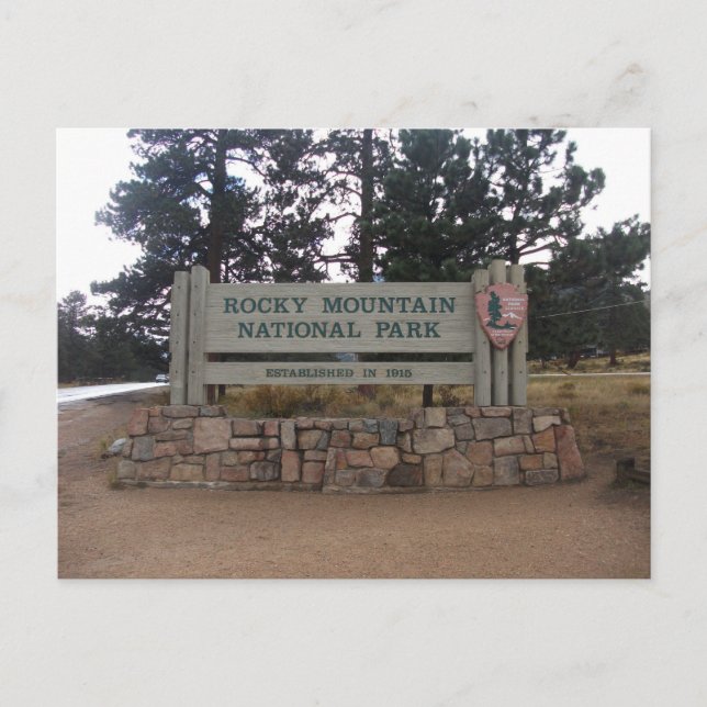 Nationalpark Rocky Mountains, CO, Eintrittsschild Postkarte (Vorderseite)