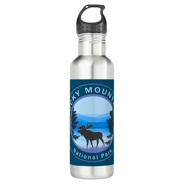 Nationalpark Rocky Mountains Edelstahlflasche (Vorderseite)
