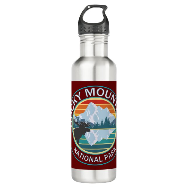 Nationalpark Rocky Mountains Edelstahlflasche (Vorderseite)