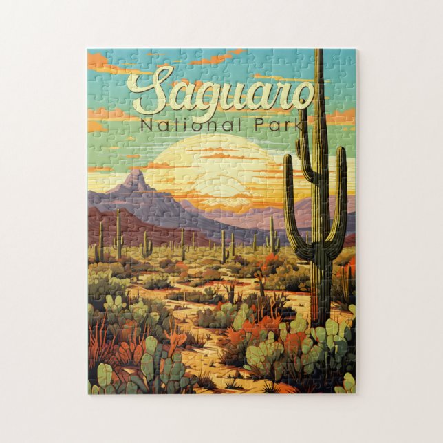 Nationalpark Saguaro Illustration Retro (Vertikal)