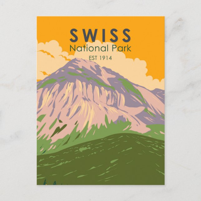 Nationalpark Schweiz Vintag Postkarte (Vorderseite)