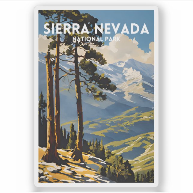 Nationalpark Sierra Nevada Vintag Aufkleber (Vorderseite)
