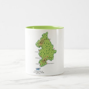 Nationalpark Snowdonia, Wales-Karte Zweifarbige Tasse