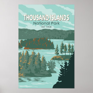 Nationalpark Thousineninseln Vintag Poster