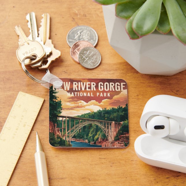 Nationalpark und Erhaltung der New River Gorge Schlüsselanhänger (Schreibtisch)