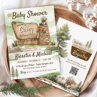 Nationalpark-Wald-Abenteuer Neutrale Babyparty Einladung