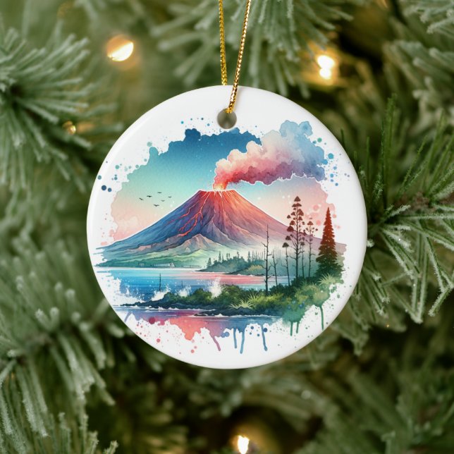 Nationalpark Wassercolor Hawaii Keramik Ornament (Baum)