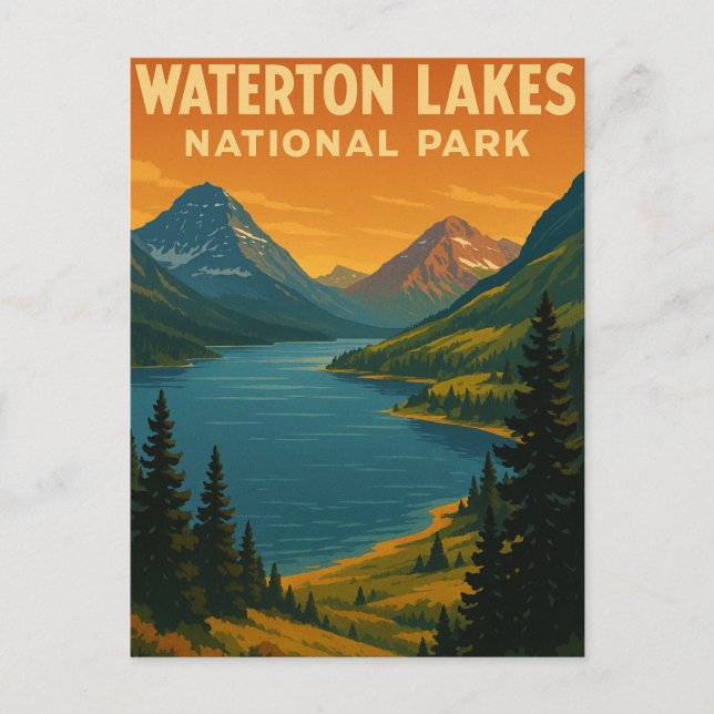 Nationalpark Waterton Lakes Postkarte (Vorderseite)