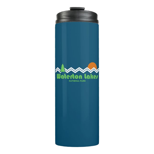 Nationalpark Waterton Seen Retro Thermosbecher (Vorderseite)